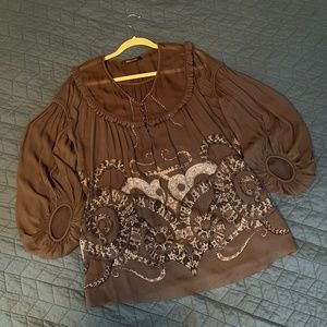 Roberto Cavelli Brown silk top